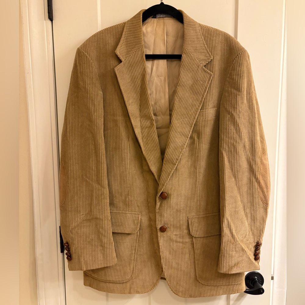 Men’s Vintage Lands End Tan Corduroy Tailored Blazer